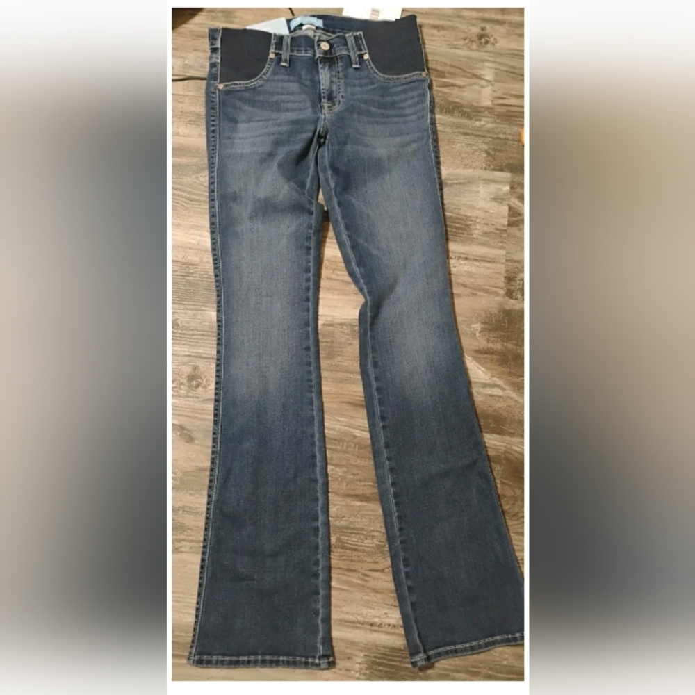 7 For All Mankind Kimmie Blue Denim Women's Boot Cut Maternity Jeans Size 24 New